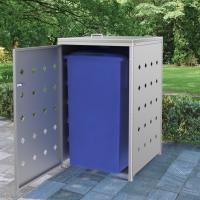 vidaXL Cobertizo Contenedor de Basura Doble Acero Inoxidable Jardín Exterior Dimensiones 1 Cubo, 2 Cubos - details 0