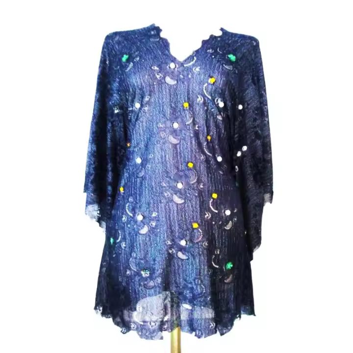 Matador Camisola de encaje azul marino, con decoración de pedrería, talla XL - 1