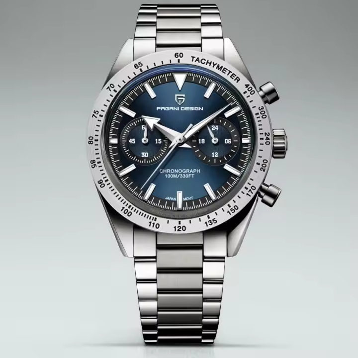 Reloj De Pulsera De Cuarzo Para Hombre PAGANI DESIGN 2024 Con Gran Flecha Lunar Y Cronógrafo Retro De Lujo Vidrio De Zafiro Resistente Al Agua Y Shock - 1