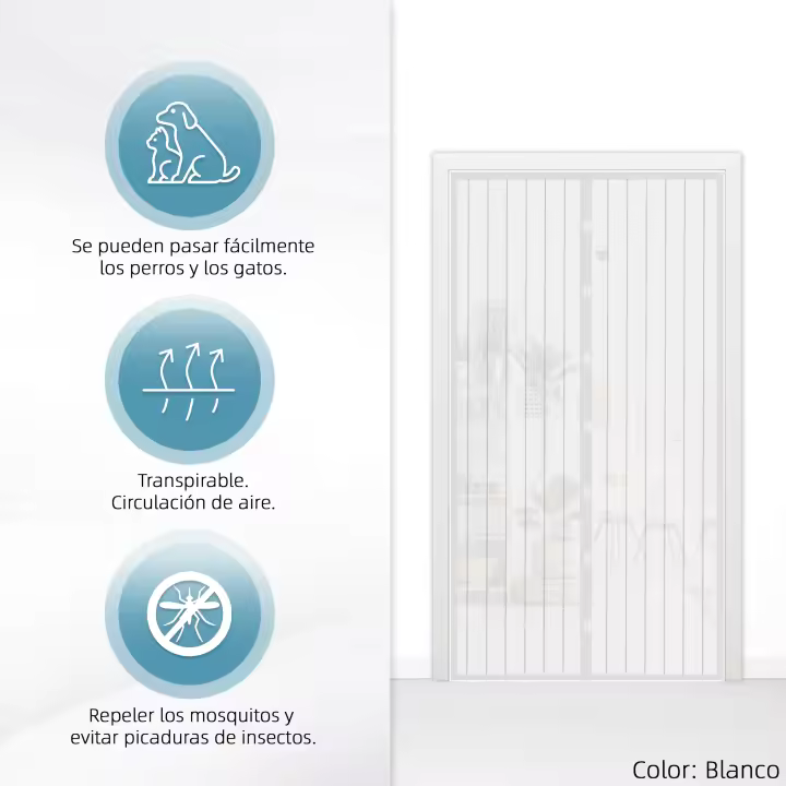 Mosquitera para Puerta Magnética - Malla Cortina Mosquitera para Puerta Antimosquitos Antimoscas Alta Resistencia para Sala de estar, Puerta de Terraza Facil de Instalar , No lanza tira de Velcro - 1