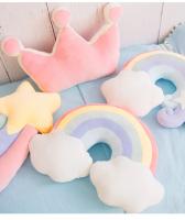Cojín De Peluche Creativo Con Estrellas Luna Y Arcoíris Para Niñas Regalo De Cojín De Silla De Corazón Redondo De Color Rosa Para Decoración Del Hogar Y Juguete De Relleno De Espuma PU Y Poliéster/Celulosa - details 9