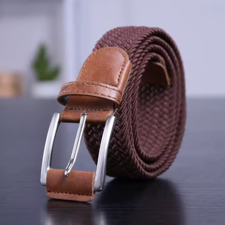 Cinturón De Lona Unisex Elástico Para Jeans Cierre De Hebilla Casual Transversal Ajustable Para Hombres Y Mujeres - 1