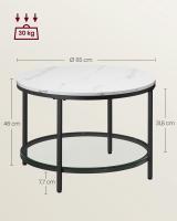 Mesa de centro redonda de imitación mármol, estante de vidrio templado, 65x46 cm, estilo moderno para salón - details 11