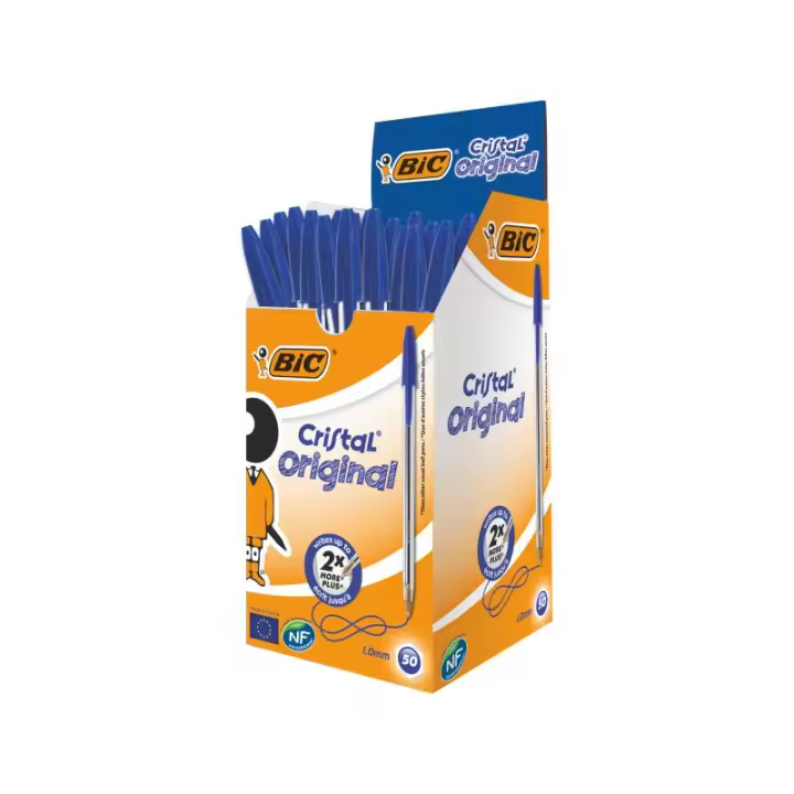 CAJA 50 UNIDADES BOLÍGRAFO BIC CRISTAL ORIGINAL AZUL - 1