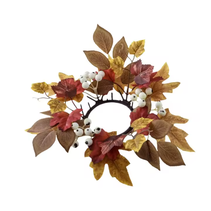 Corona De Vela De Hojas De Arce Para Puerta Delantero Adorno De Navidad Para Fiesta De Acción De Gracias Y Hogar Decoración De Otoño - 1