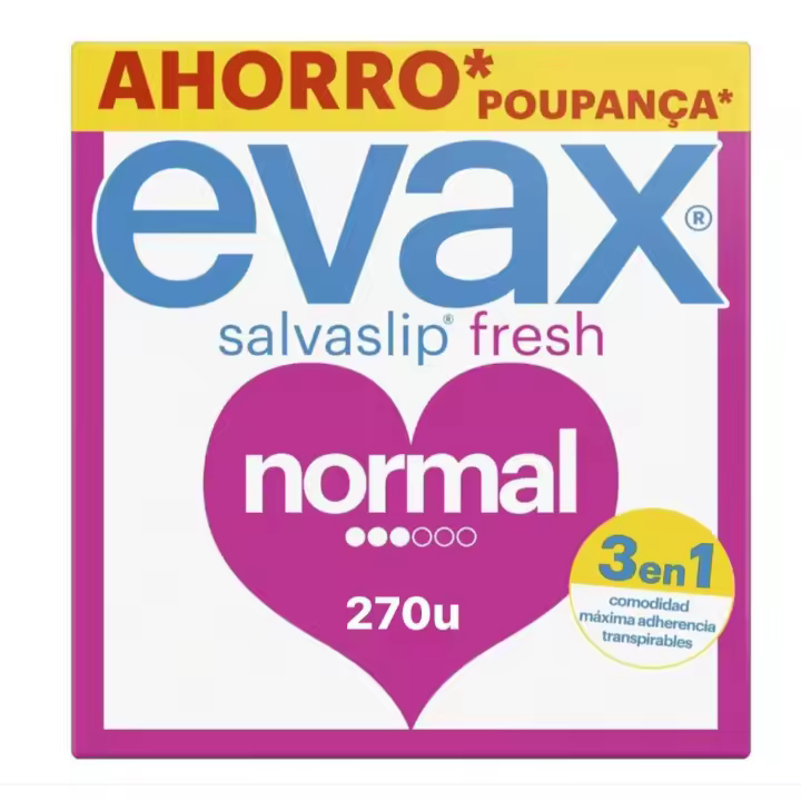 270 Unidades Evax Salvaslip Normal, Siéntete Fresca y Limpia Durante Todo el Día ,5x54 - 1