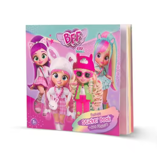 BFF BY BEBÉS LLORONES Libreta de Diseño Fashion / +250 Pegatinas para Crear Estilos Únicos, Incluye 10 Páginas de Pegatinas y 24 Personajes para Vestir - Regalo óptimo para NIÑOS y NIÑAS +3 - 1