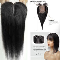 Extensiones De Cabello Humano Remi Ombre Rubio Para Mujeres Tope Con Flequillo Base De Seda Clip in Extensión De Cabello Para Mujeres Con Poco Cabello - details 16