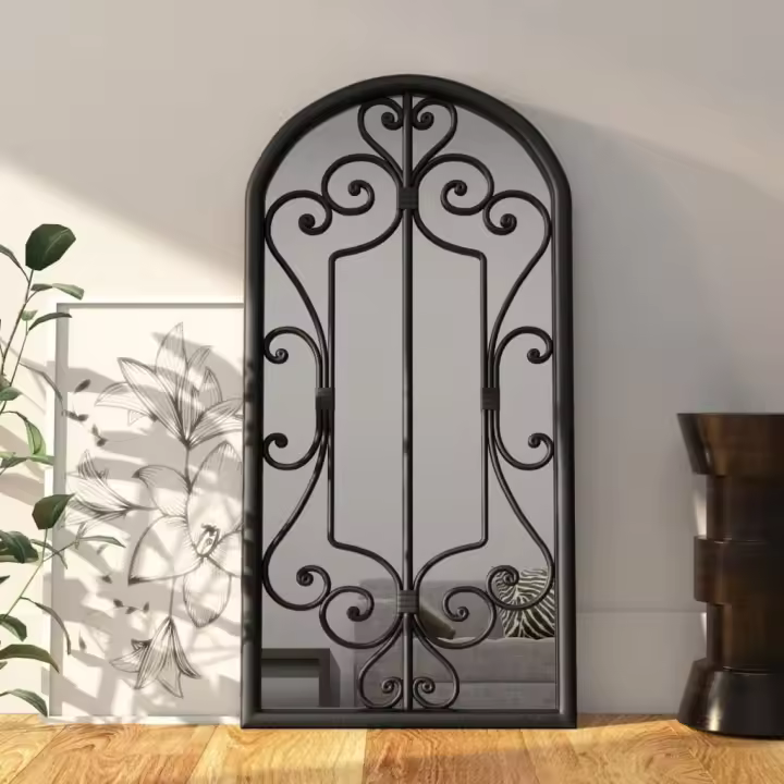 vidaXL Espejo de hierro negro para uso interior 70x30 cm - 1