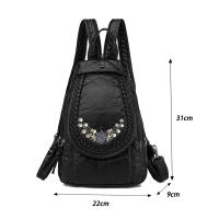 Mochila Pequeña De Cuero Genuino Para Mujer Bolso De Hombro Suave De Cuero Oveja De Alta Calidad Moda Escuela Para Teenager Chicas - details 4