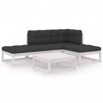 VIDAXL juego de muebles de jardín 5 piezas de madera de pino maciza y cojines gris antracita vida xl - 1