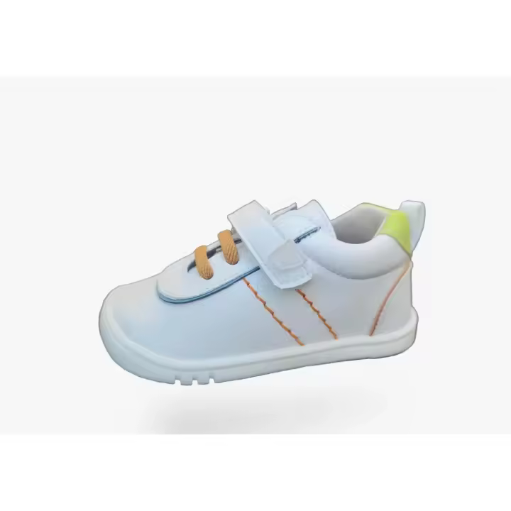 Zapato Respetuoso Barefoot Pirufin Piruflex PF172-1 Blanco Deportivas Infantil. Su cierre de velcro facilita un ajuste óptimo al pie del niño. Fabricados en España con materiales de primerísima calidad - 1