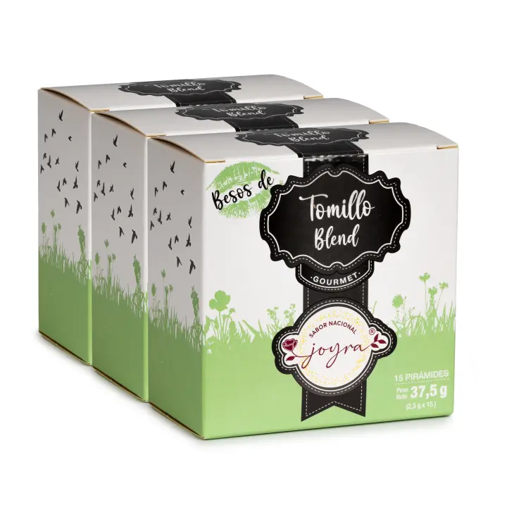 ARTE SABOR Pack de 3 cajas de Infusión natural de Tomillo Blend (tomillo, caléndula y jengibre) en 15 pirámides. 37,5 grs. 9x5x9,5 Cm. - 1
