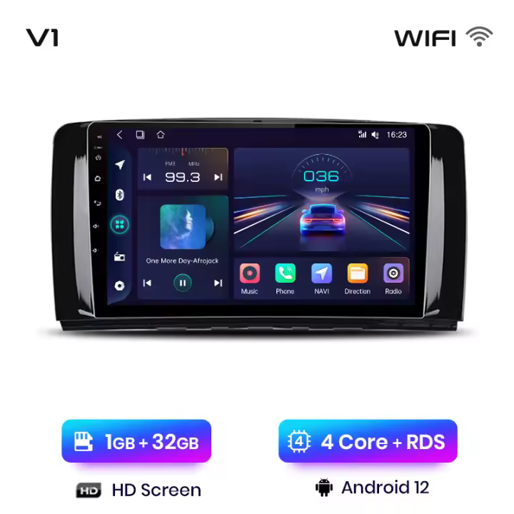 Junsun Radio Coche para Mercedes Benz R-Class W251 R300 R280 R320 2005 2006 2007 2008 2009 2010 2011 2012 2013 2014 2015 2016 2017 Inalámbrico CarPlay Android Auto AI Voice 2 din Pantalla Coche Android Auto Multimedia Navegación GPS Auto radio - 1