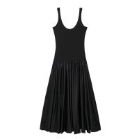 Vestido De Fiesta Vintage Negro TRAFZA Para Mujer Con Volantes Y Cuello En V Vestido Chic De Club De Noche Con Falda Midi Sin Mangas Cuello En V Ajuste Suave Estilo A-line - details 1