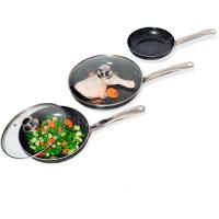 juego de 3 sartenes antiadherentes, 3 tamaños de sarten 20-24-28 cm aptas para todo tipo de cocinas calidad garantia - details 5
