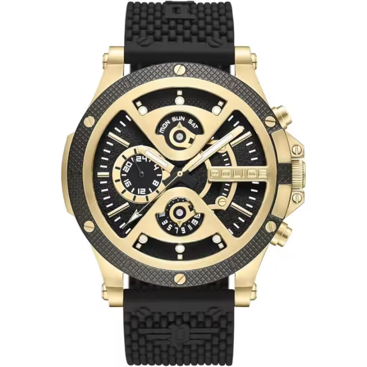 Reloj Police Hombre Surigano Negro y Dorado Pewjq2110501 - 1