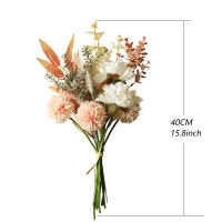 Bouquet De Flores Artificiales Otoño Rosa De Seda Hojas De Maple Dandelion Para Decoración De Hogar Bodas Halloween Y Otoño - details 2