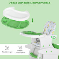 HOMCOM Trona para Bebés 2 en 1 para 6 Meses a 6 Años Transformable en Mesa y Silla Multifuncional Ajustable en 3 Posiciones Respaldo Alto Acolchado con 2 Bandejas Extraíbles 57x59x105 cm - details 5