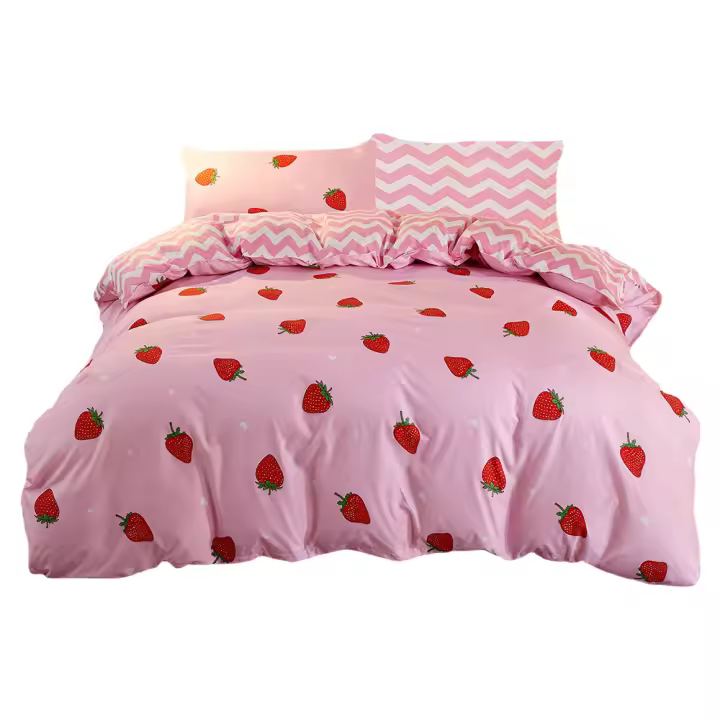 Juego De Cubierta De Edredón Con Diseño De Fresa Encantador 100% Microfibra Cama Suave Amigable Con La Piel Quilt Cubierta Juego Para Todas Las Estaciones - 1