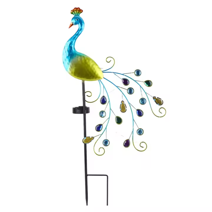 Lámpara Solar De Pavo Real Para Jardín Decoración Externa Con Luz LED Impermeable 300mAh Soporte De Camino Para Patio Garden - 1