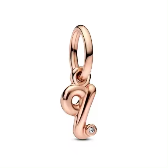 PANDORA Moments Dijes con diseño de Lets chapados en oro Rosa de 14 Quilates with circonitas cúbinas transparentes, Comes con embalaje de Caja De Regno original. - 1