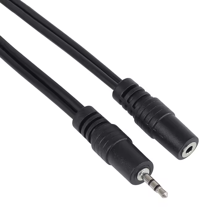 CABLEPELADO Cable Audio alargador Extensor | Jack Audio Estéreo 2,5 mm Macho a Hembra | Cable alargador de Audio estéreo | para Altavoces, Auriculares, Móvil, Tablet, MP3 | Negro | 2 Metros - 1