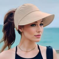 Sombrero De Verano Para Mujer Con Pico Ancho Y Protección UV Sombrero De Pelo Abierto Para Cuentas Sombrilla De Poliéster Transpirable Para Uso Casual - details 1