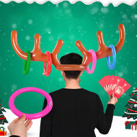Juego De 2 Conjuntos De Cuernos Inflables De Reindeer Con 8 Anillos Para Juegos De Lanzamiento De Anillos Material PVC Adecuado Para Adolescentes Y Adultos - details 2