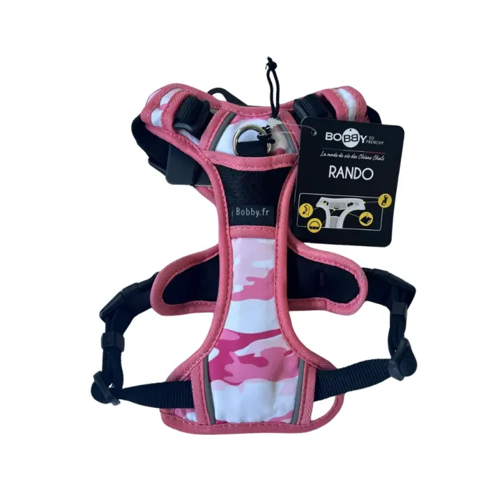 BOBBY - Rando - Arnés Camuflaje Rosa para Perros de 4 a 20 kg - 1