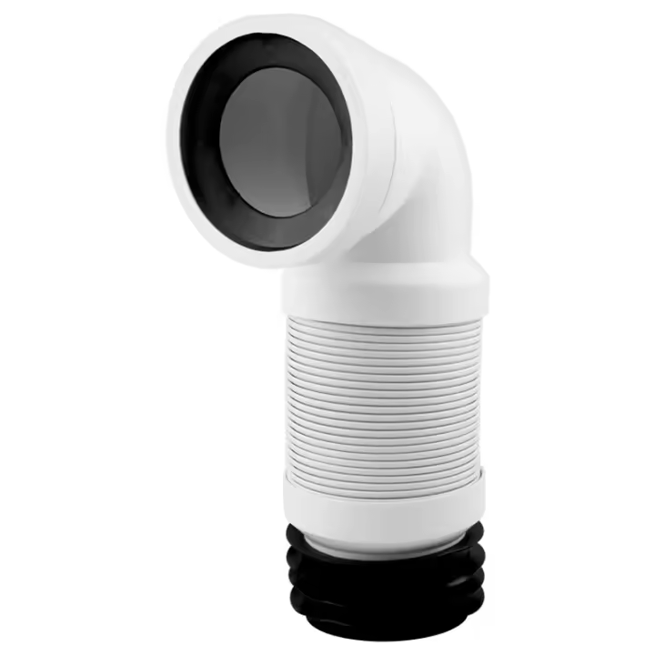 Manguito Conexión Inodoro Extensible Acodado de 90º Idrospania - PP, Ajustable de 340 a 660mm - 1