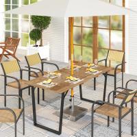 Outsunny Conjunto Jardín Exterior de Ratán con Cojines Conjunto Terraza Resistente a la Intemperie Muebles Jardín Exterior con 2 Sofás de 2 Plazas Sofá Esquina Mesa Redonda Gris Oscuro - details 1