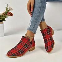 Botas De Tobillo Para Mujer Estampado Navideño Rojo Retro Con Cierre De Cremallera Botines Chelsea Con Plataforma Exterior Clásicos Zapatos De Invierno Talla Verdadera - details 5