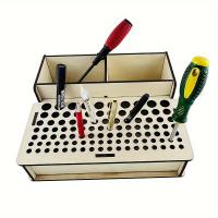 Caja De Almacenamiento De Madera YOMDID 1PC Herramienta De Cuero Organizador Soporte Para Pinceles De Pintura Multifuncional Para Herramientas De Manualidades - details 1