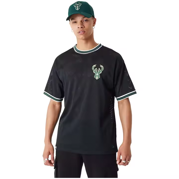Camiseta de Manga Corta New Era Milwaukee Bucks Nba para unisex en color negro - 1