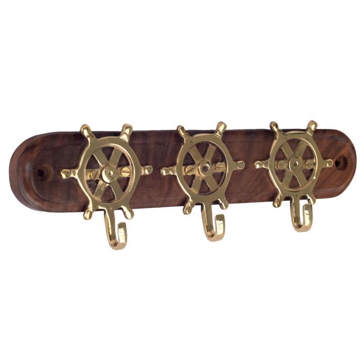 Signes grimalt wooden wall coat rack 3 brass ropes 22 cm, sailor
