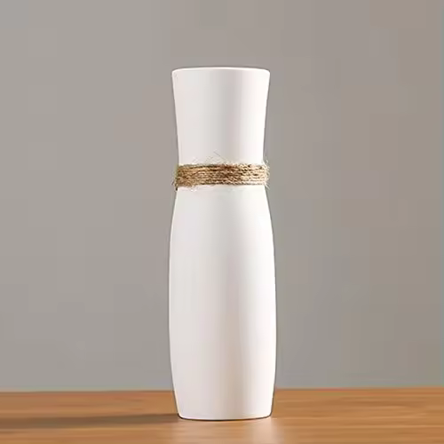 Cerámica blanca Jarrones, moderno único cuerda florero para Decoración el hogar Sala Oficina cocina ornamento - 1