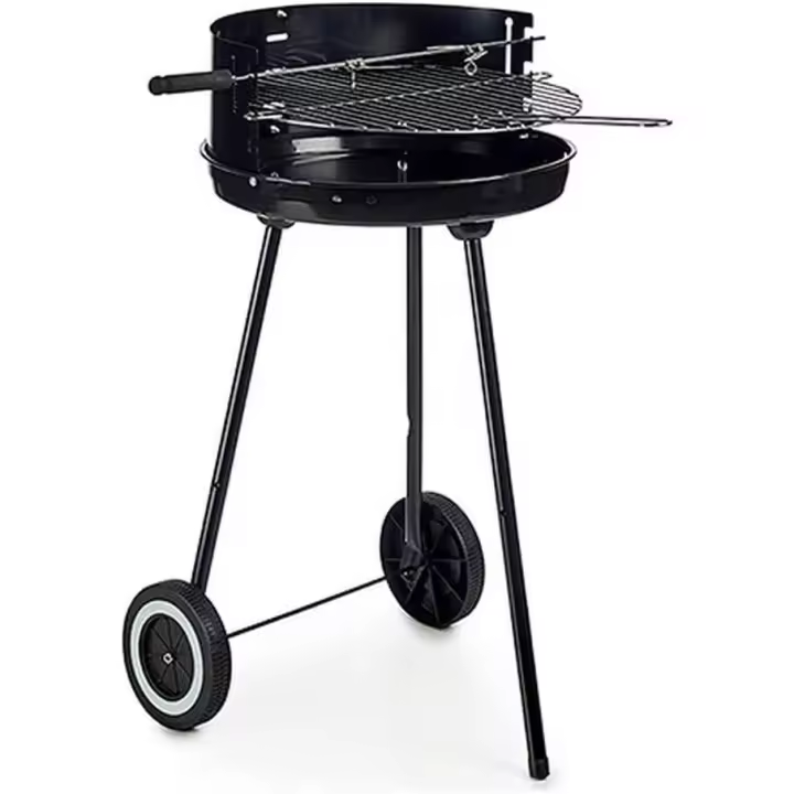 MAXHOME-La dehesa Barbacoa carbón redonda, 42 cm, soporte trípode 2 ruedas, rejilla regulable,42,5 x 41,5 x 71 cm. - 1