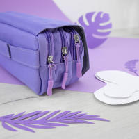 Estuche Escolar 3 Cremalleras QUIJOTE Paper World - Gran Capacidad - Cierre Seguridad - Resistente - Azul - details 3