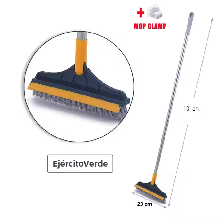 Cepillo De Piso Rotativo 3 En 1 Con Mango Largo Cabeza Triangular De 120 Grados Para Baño Y Cocina Microfibra Ecológica - 1
