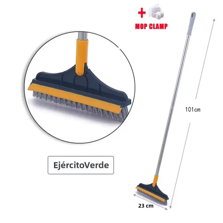 Cepillo De Piso Rotativo 3 En 1 Con Mango Largo Cabeza Triangular De 120 Grados Para Baño Y Cocina Microfibra Ecológica - 1