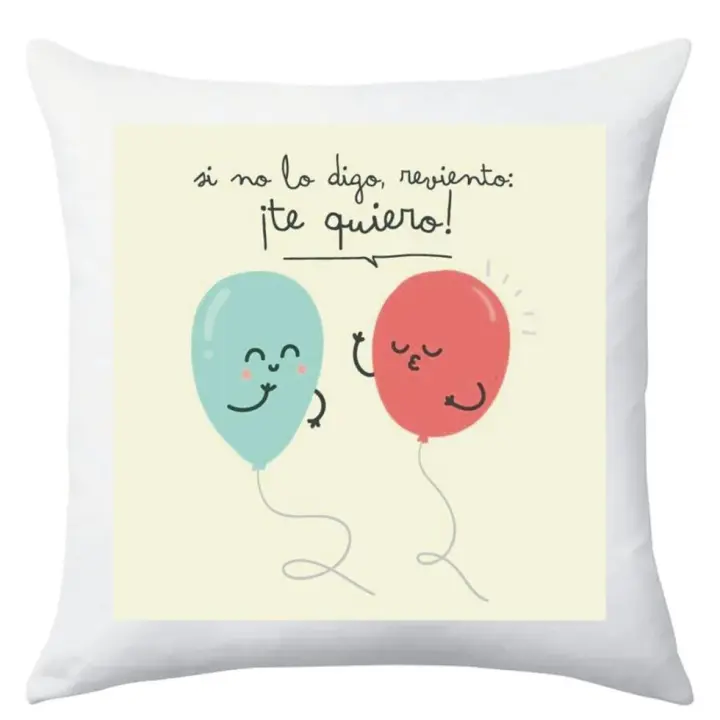 TEOVEL COJÍN + RELLENO CON FRASE: “SI NO LO DIGO REVIENTO TE QUIERO” ESPECIAL SAN VALENTÍN. MENSAJE DE AMOR. 40 x 40 CM - 1