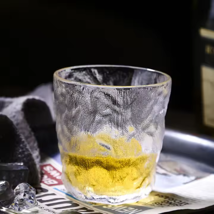 Vaso De Vidrio Para Beber 280ml/330ml Simple Con Patrón De Corteza De Árbol Vaso De Agua Vino Whiskey Café Vaso De Cerveza Para El Hogar - 1