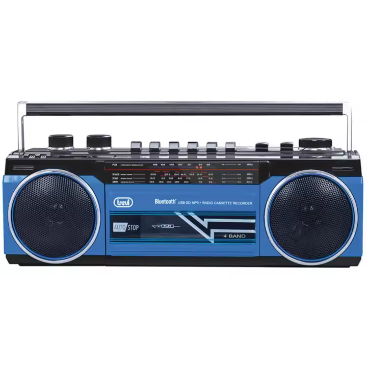 RADIO GRABADORA PORTÁTIL USB SD BLUETOOTH CASSETTE TREVI RR 501 BT AZUL - 1