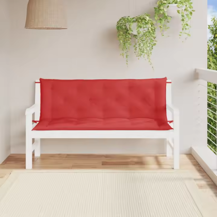 Cojines de banco de jardín 2 uds tela Oxford rojo 150x50x7 cm - 1