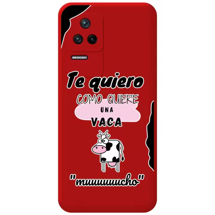 Funda Silicona Líquida Roja para Xiaomi Poco F4 5G diseño Vaca Dibujos - 1