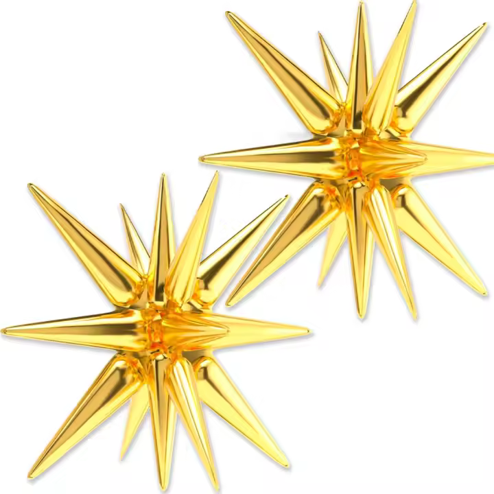 2Pcs Globos De Aleación De Hierro 22 Pulgadas Estrella De 4D Explosión De Estrella Pentagrama Para Decoración De Fiestas Navidad Cumpleaños Boda - 1