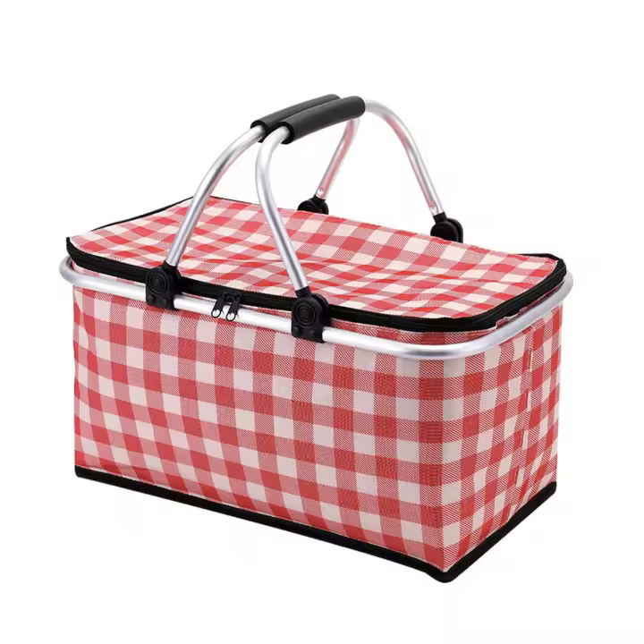 Cesta de picnic familiar con aislamiento térmico, 28 l, portátil, impermeable, plegable, con asa de aluminio. - 1