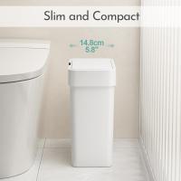 Bote de basura con sensor de movimiento para baño, con tapa, de 2,5 galones, pequeño, sin contacto, 9,5 litros, inteligente, para dormitorio, sala de estar, inodoro (blanco) - details 3
