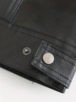 Chaleco De Cuero Artificial Para Hombre Con Bordado De Águilabolda Estilo Callejero Casual Sin Mangas Para Todas Las Estaciones - details 6